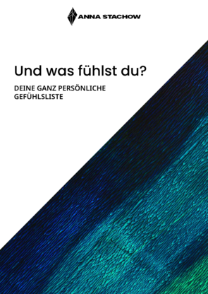 Und was fühlst du? – Titelblatt zum PDF "Deine Gefühlsliste" mit blau-grünen Streifen